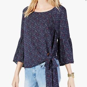 MICHAEL Michael Kors Bell Sleeve Tie Waist Blouse
